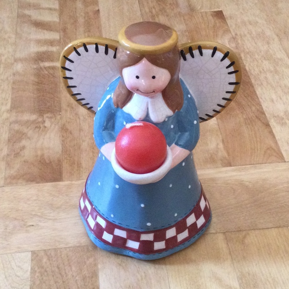 Vintage glass candle holder angel